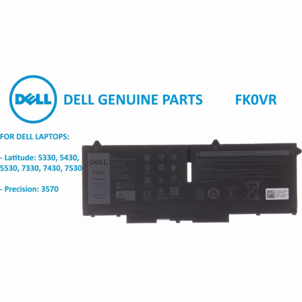 Dell Baterie Primární, 54 Whr, 3C, Lithium, SWD