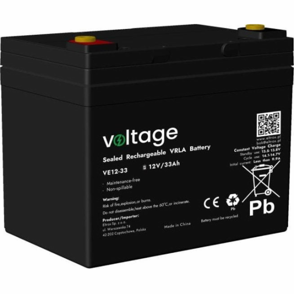 Baterie AGM Napětí 12V 33Ah VE12-33