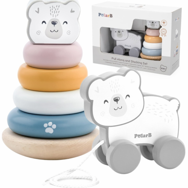 Viga Toys VIGA PolarB Sada ledního medvěda Dřevěná pyrami...