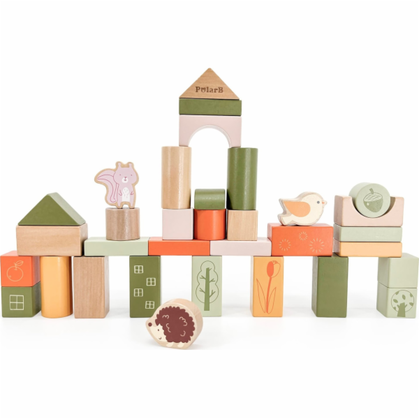 Viga Toys VIGA PolarB Dřevěné kostky Montessori kostky Zv...