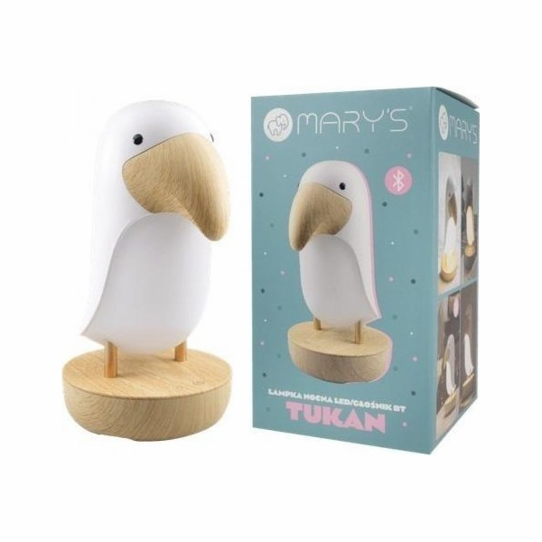 Plexido LED noční světlo a bluetooth reproduktor Tukan bílý