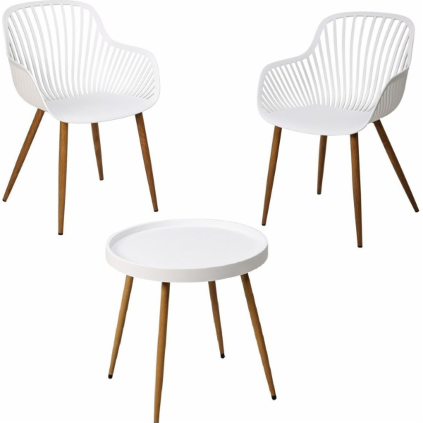 ProGarden BALKONOVÝ NÁBYTEK, STŮL A 2 ŽIDLE, BÍLÝ