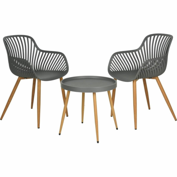 ProGarden Sada balkonového nábytku, stůl a 2 židle, šedá