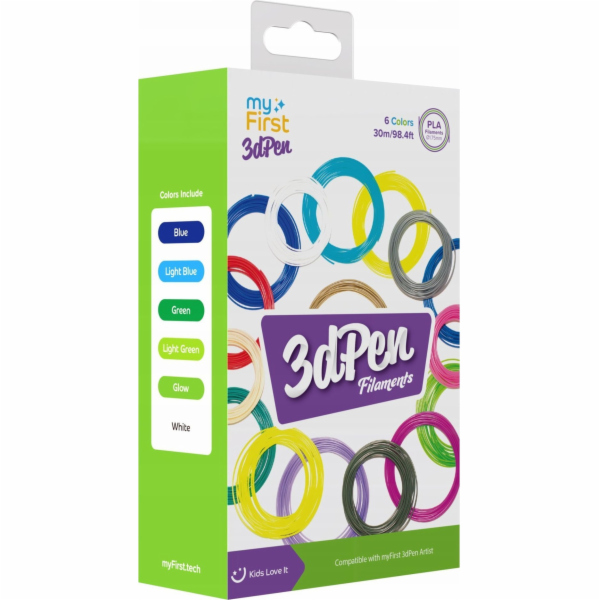 NoboKids Filamentové kazety 6x 5m filament pro 3D pero Ar...