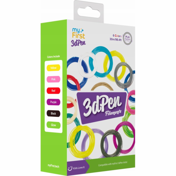 NoboKids Filamentové kazety 6x 5m filament pro 3D pero Ar...