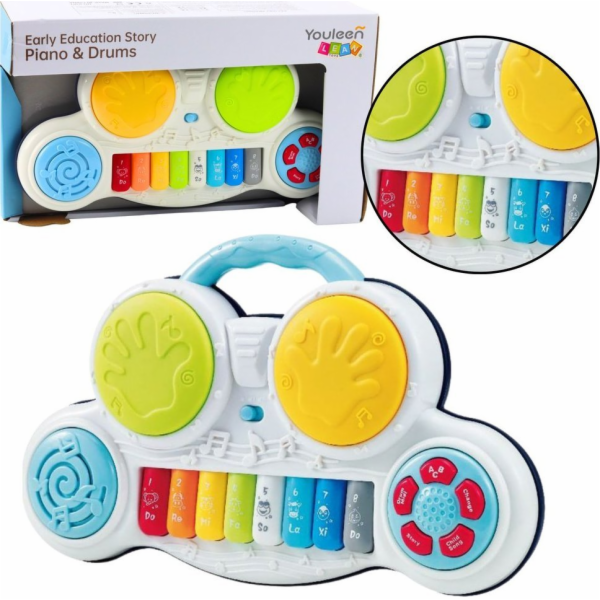 LeanToys Interaktivní vzdělávací piano s bicími, barevné ...
