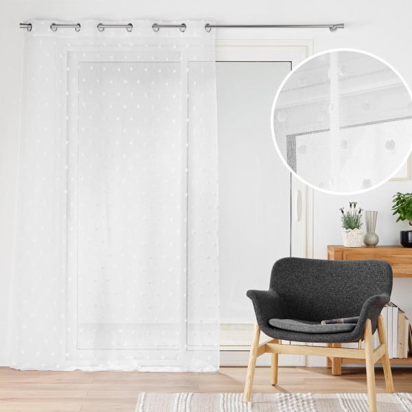 Douceur d`Interieur Závěs na okno s bambulkami, 140 x 240...