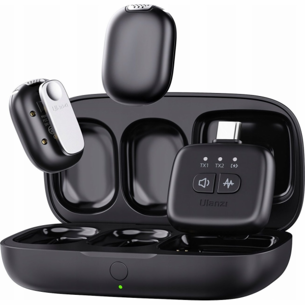 2x bezdrátový mikrofon 3v1 pro USB-C Lightning Mini Jack ...