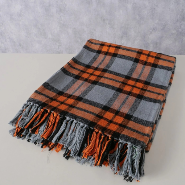 Bavlněná deka s třásněmi KARO, 180 x 140 cm