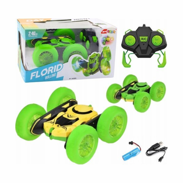 LeanToys Kaskadérské auto na dálkové ovládání RC 360° zelené