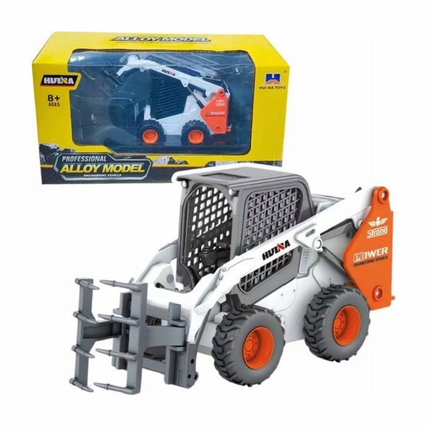 HUINA Kolový nakladač s drapákem, kovový, bílá 1:50