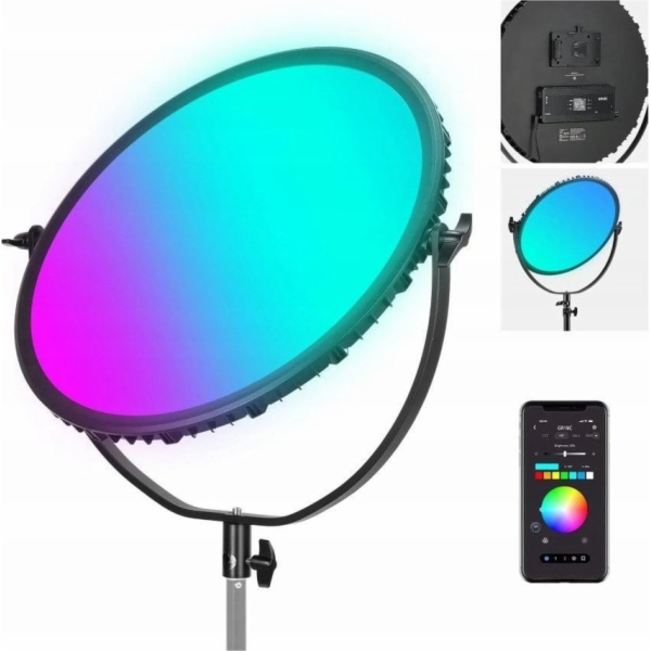 Neewer Kulatá LED lampa s boční podsvícením RGB Bluetooth...
