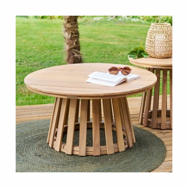 DLGTP Zahradní stůl z akáciového dřeva, 80 cm, OSUNA
