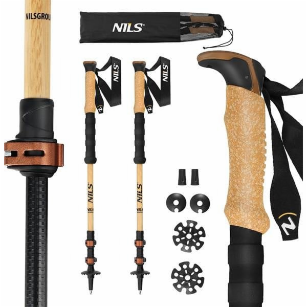 Nils Bambusové trekingové hole TK8606 Nastavitelné 62-135 cm
