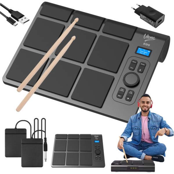 V-Tone Přenosná elektronická bicí sada ED9 na baterie
