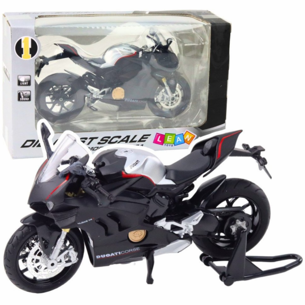 LeanToys Sportovní motocykl Kovová světla Zvuky Stříbrné ...