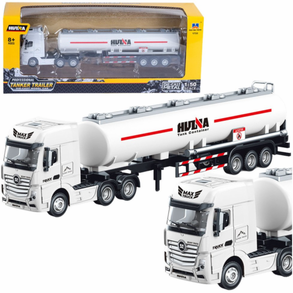 HUINA Cisternový vůz, kovové pohyblivé části, bílé 1:50