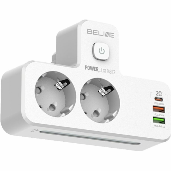 Beline Prodlužovací kabel s LED podsvícením 2xUSB-A/USB-C...