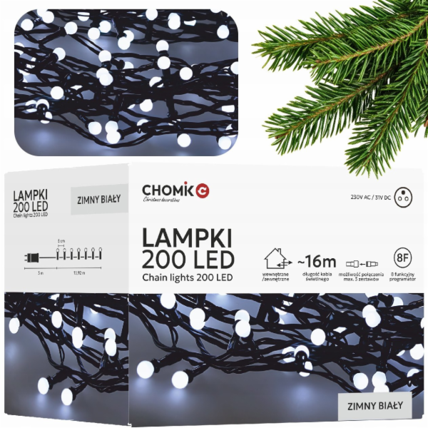 ExtraLink | LED lampy | 200L studené bílé koule, délka 3 ...