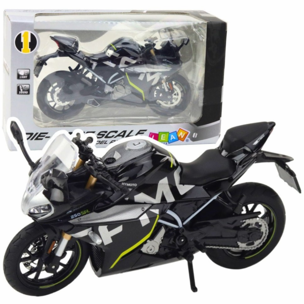 LeanToys Sportovní motocykl Kovová světla Zvuky Černá 250...