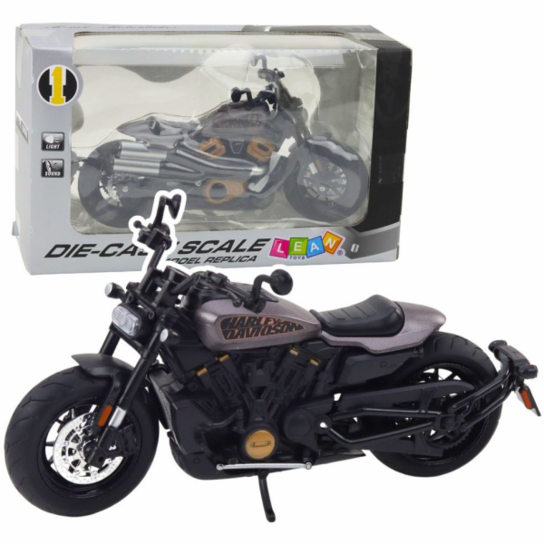 LeanToys Chopper Motorka Kovová světla Zvuky Černá Šedá P...
