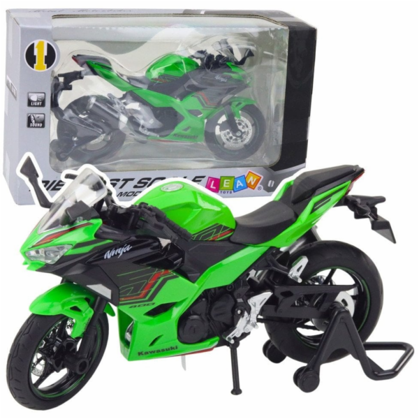 LeanToys Sportovní motocykly Kovová světla Zvuky Zelené 1:12