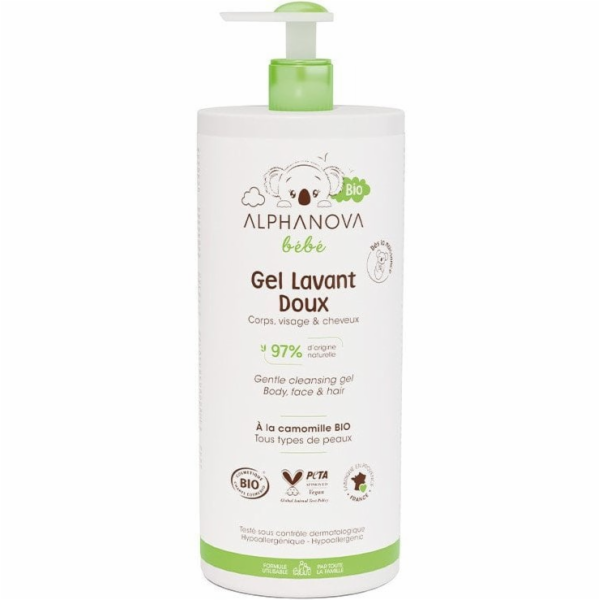 Alphanova Jemný dětský mycí gel 2 v 1 Bebe Bio 1000 ml