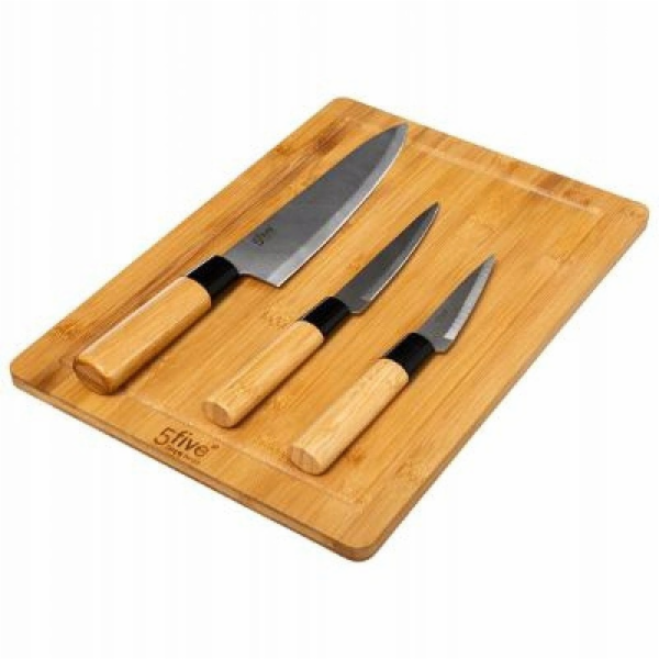 5five Sada BLACK BAMBOU: bambusové prkénko a 3 nože z ner...