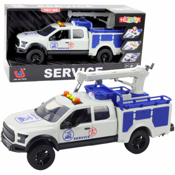 LeanToys&nbsp;Servisní&nbsp;vůz&nbsp;s&nbsp;jeřábem,&nbsp;světla,&nbsp;zvuky,&nbsp;bílá&nbsp;1:12