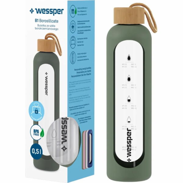 Wessper Wessper B1 borosilikátová skleněná láhev na vodu ...