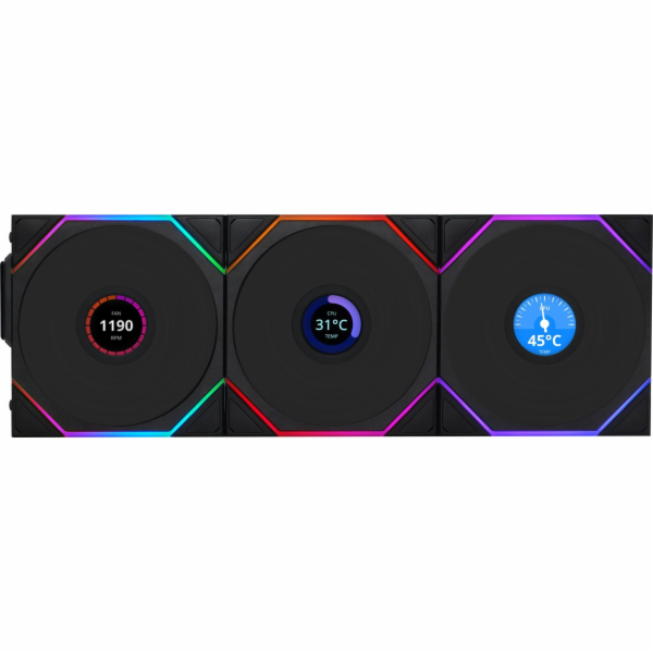 Lian Li Ventilátor UNI FAN TL Wireless LCD 120, 3 kusy, č...