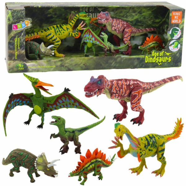 LeanToys Sada figurek dinosaurů s pohyblivými nohami a tl...