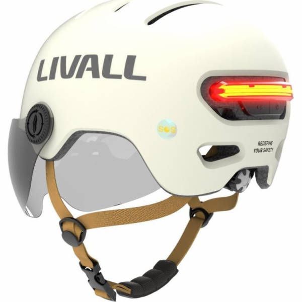 Přilba Livall L23 bílá 54-58cm s LED/SOS ochranným kšiltem