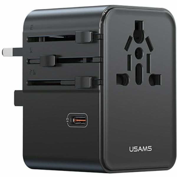 Usams Cestovní adaptér CC310 3xUSB-C 70W 4v1 US/AU/EU/UK ...