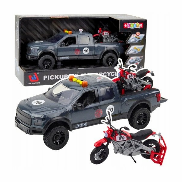 LeanToys Pickup s rozsvícenými světly motoru zní šedě 1:12