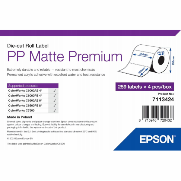 Epson&nbsp;Epson&nbsp;7113424&nbsp;Tisknutelné&nbsp;štítky&nbsp;Bílé&nbsp;samolepicí&nbsp;ti...