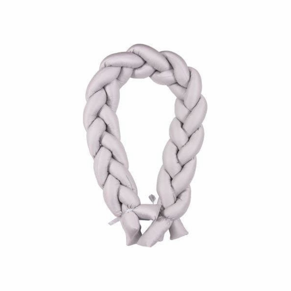 BabyMatex Chránič do postýlky saténový cop, 200 cm, šedý