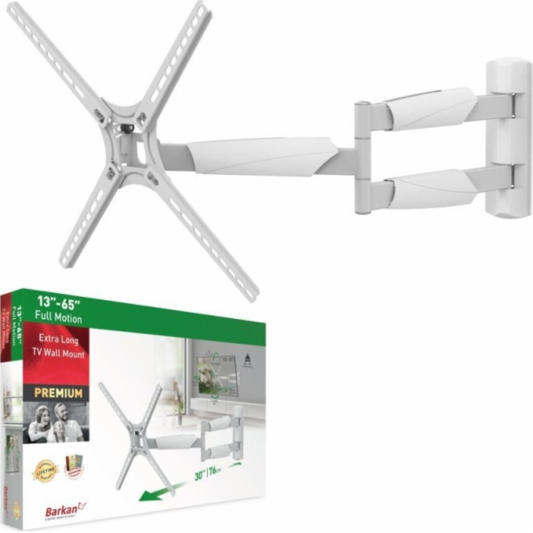 Barkan bílý otočný TV věšák dlouhý nástěnný držák na TV 1...
