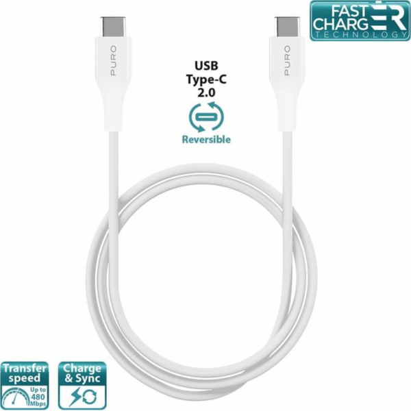 Puro USB kabel USB-C - 1m bílý