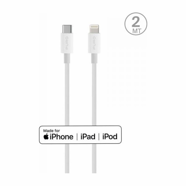 Puro USB kabel USB-C - Lightning 2 m bílý (PUR445WHT)