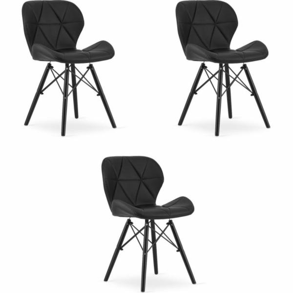 Leobert Židle LAGO ekokůže - černá / černé nohy x 3