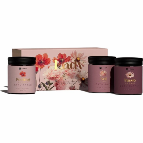 HiSkin Lady Flowers sada koupelových solí, 200 ml + tělov...