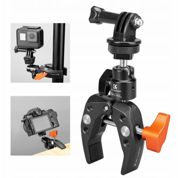 K&F Svěrák Crab Clamp + kulová hlava pro 1/4 GoPro systém...