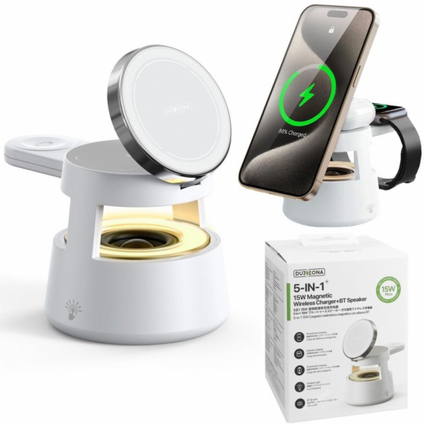 Duzzona W23 - indukční nabíječka 5v1 s Bluetooth reproduk...