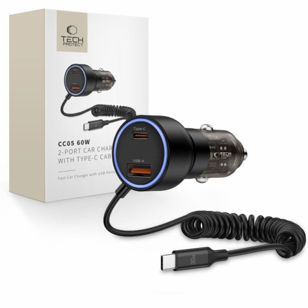 Tech-Protect Autonabíječka CC05 se 2 porty PD60W + kabel,...