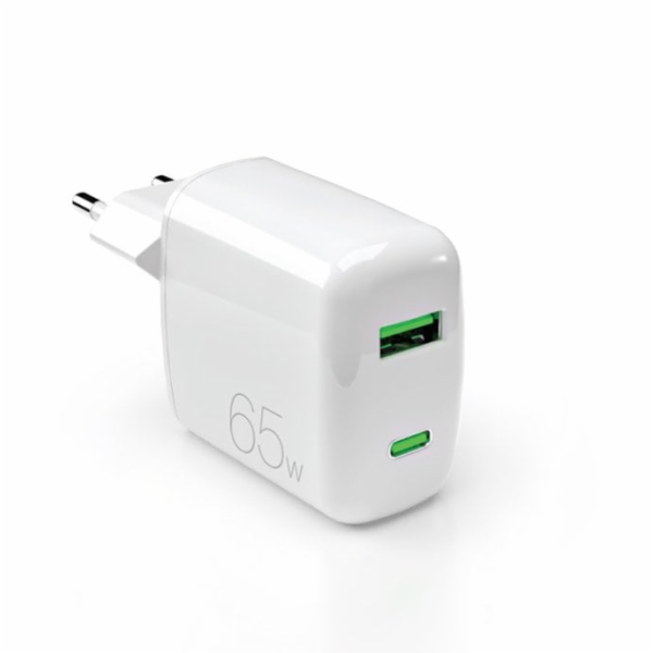 Puro Nabíječka 65W GaN USB-A USB-C do zásuvky - bílá