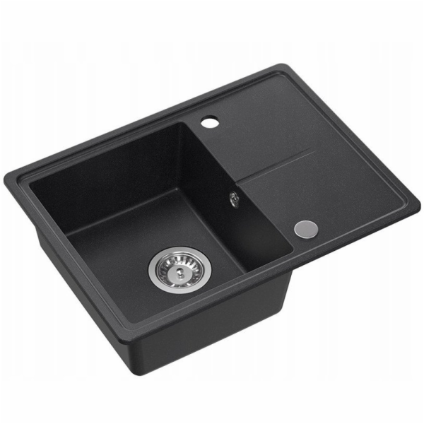 GraniteQ TONY 116 černý tečkovaný žulový dřez (černý) 1 d...
