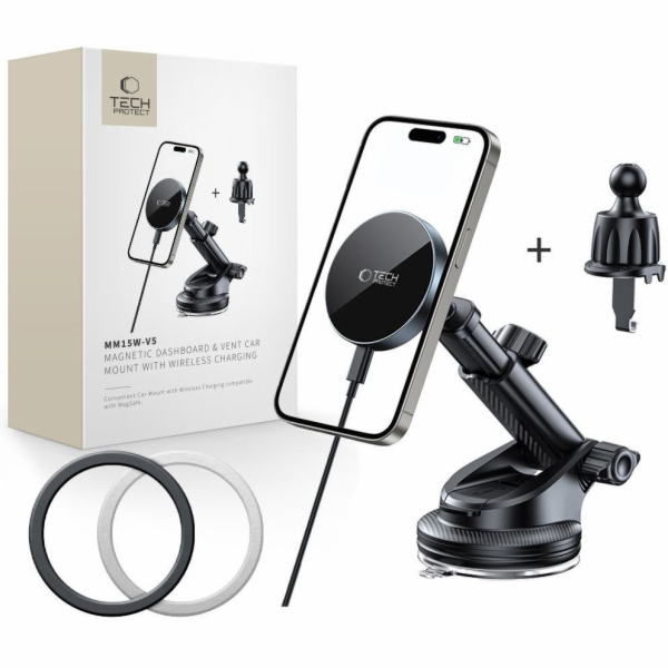 Tech-Protect Bezdrátová nabíječka MM15W-V5 s magnetickým ...