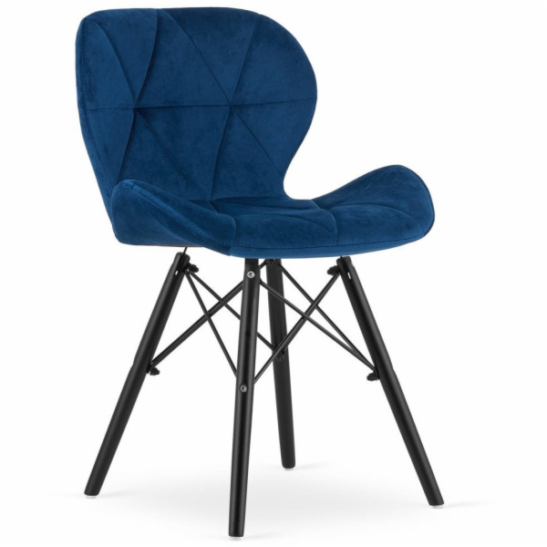 Leobert Sametová židle LAGO - tmavě modrá / černé nohy x 1