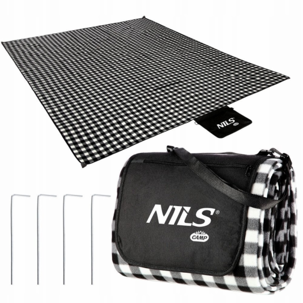 Nils NC2311 PIKNIKOVÁ DEKA BÍLO-ČERNÁ 200x200 CM PE + ALU...